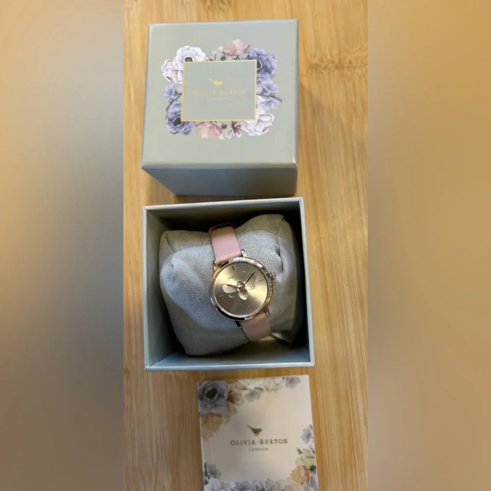 Olivia Burton Watch with 28mm Silver Face With Classic UltaSlim Bee & Pink Band - Picture 6 of 6